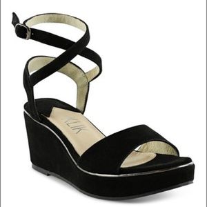 New Spanish KLIK black suede sandals, size 38